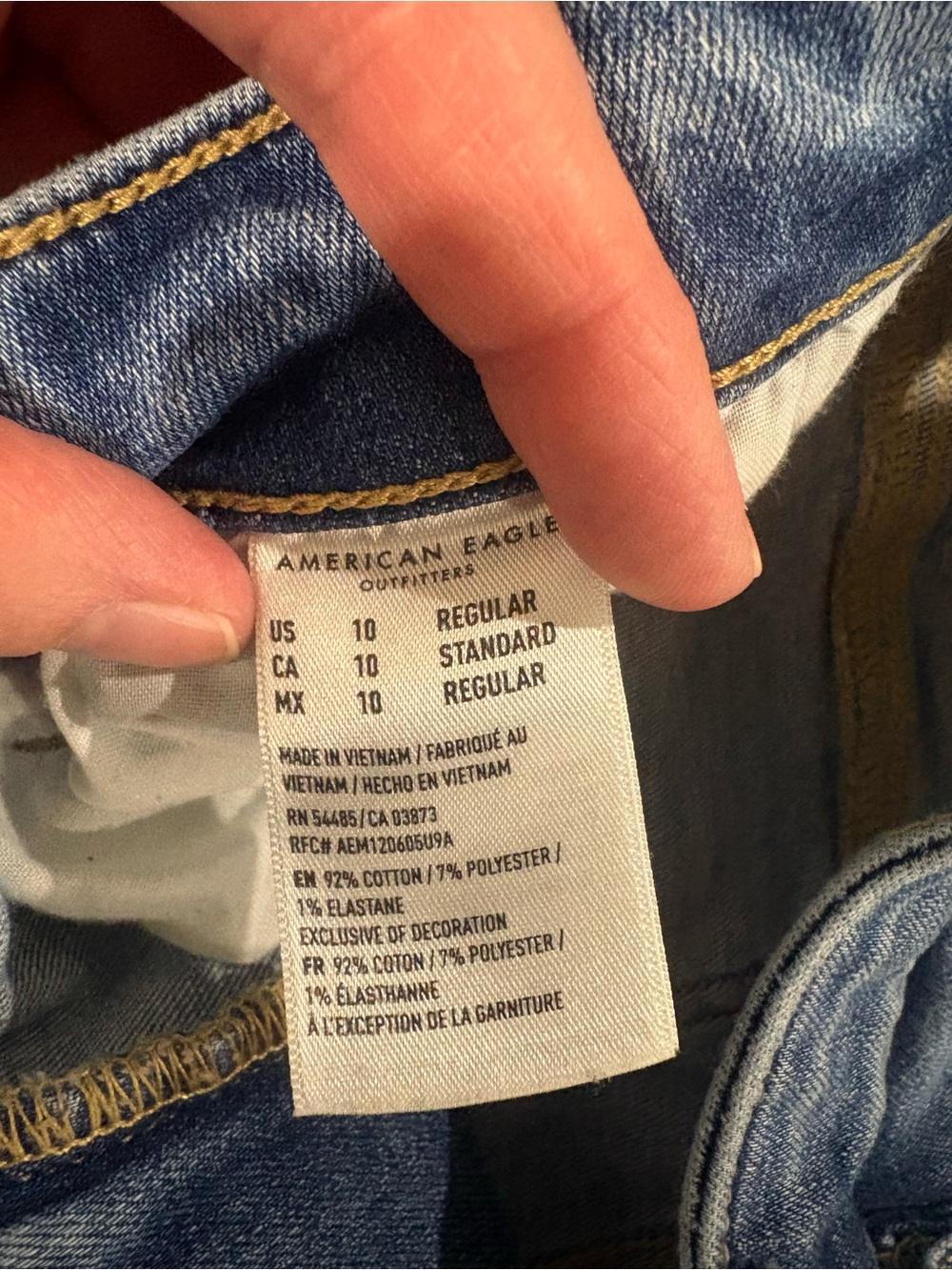 American Eagle Super Hi-Rise Flare Distressed Jeans Size 10 Regular - Picture 4 of 5